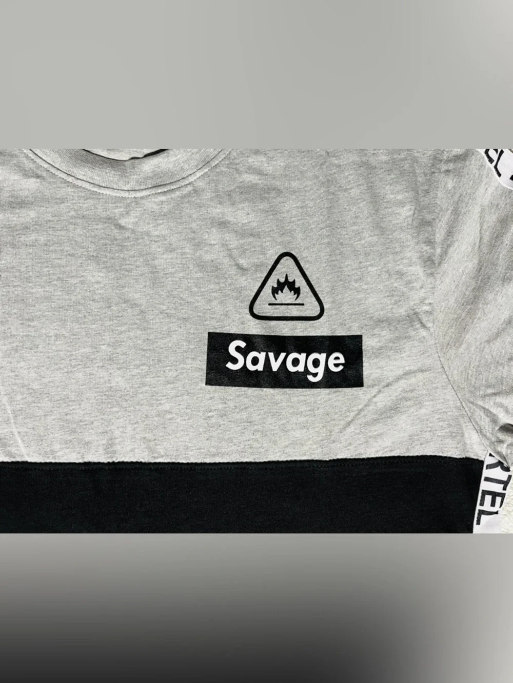Focus NWT Cartel Savage Two-Tone Black & Gray Short Sleeve Tee - Picture 8 of 9